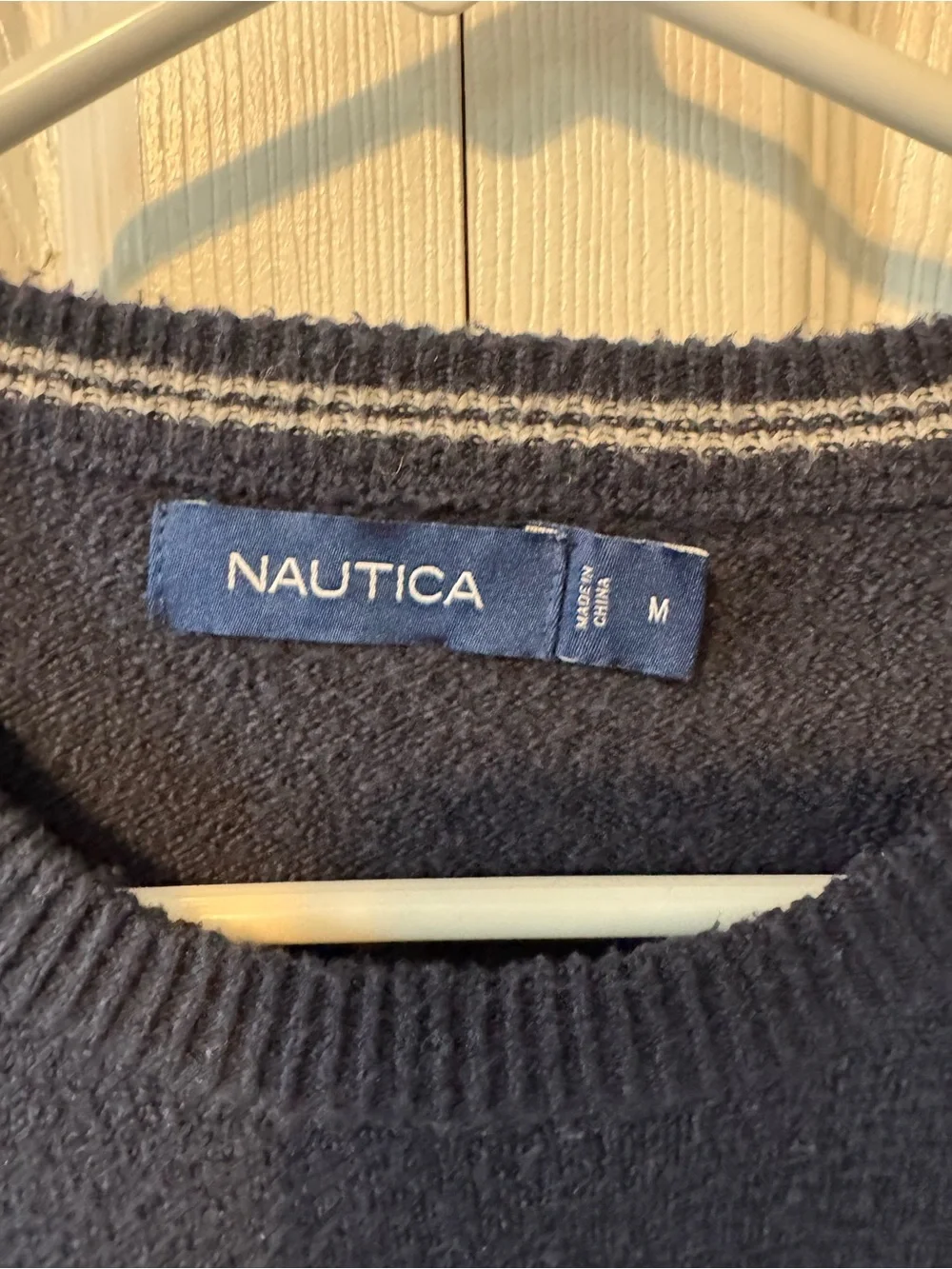2 Nautica Men's Crewneck Pullover Long Sleeve Sweaters in Gray & Navy Sz Medium